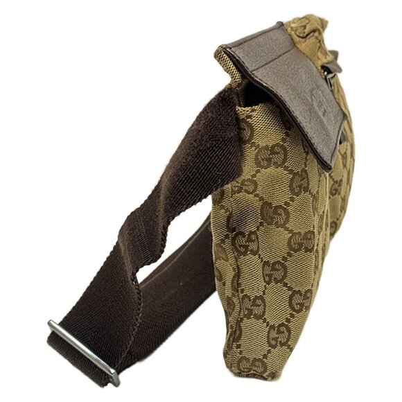 Auth GUCCI GG 28566 Light Brown Dark Brown Jacquard Leather - Bum Bag - Picture 5 of 9